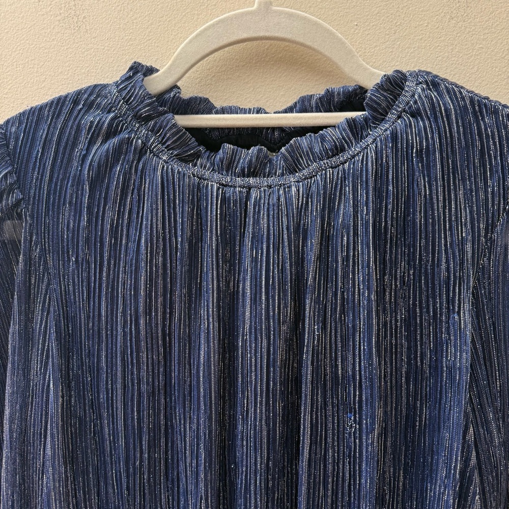 Joie Blue Long-Sleeve Smocked Blouse - Picture 2 of 8